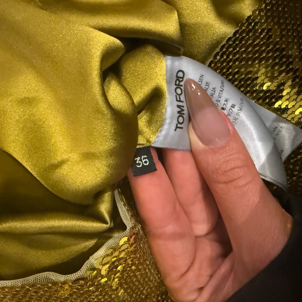 Tom Ford Gold Liquid Sequin Mini Dress Long Sleeve EU 36 NWT party birthday - Picture 14 of 15
